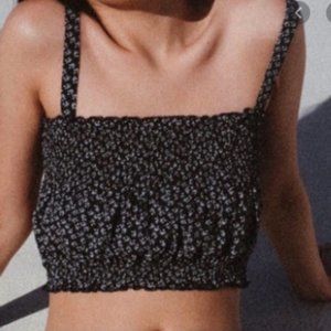 Brandy Melville Navy Floral Crop Top